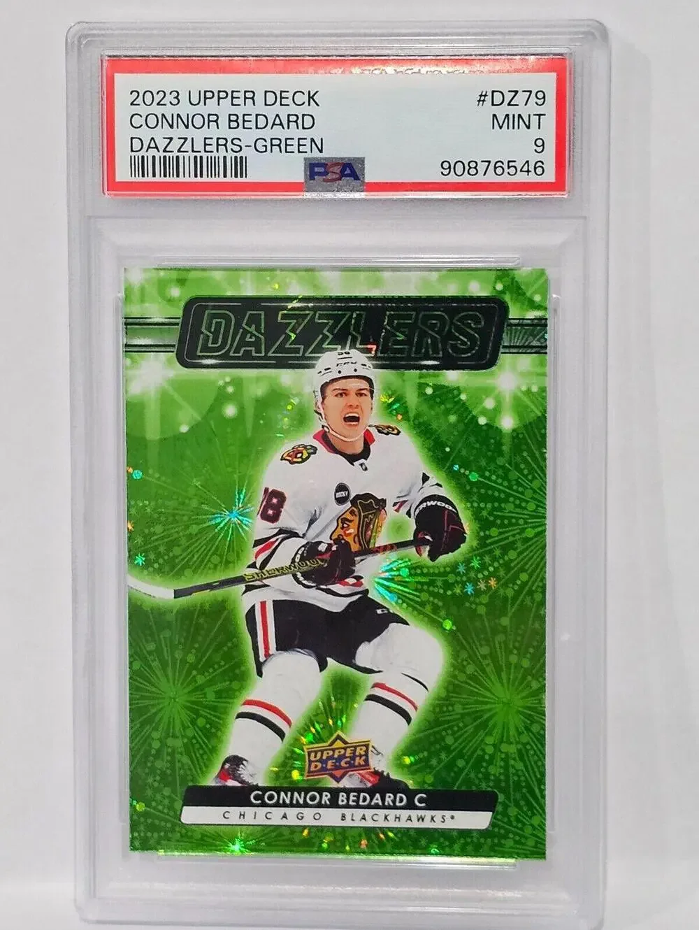 2023 Upper Deck Connor Bedard Dazzlers-Green #DZ79 - Mint PSA 9